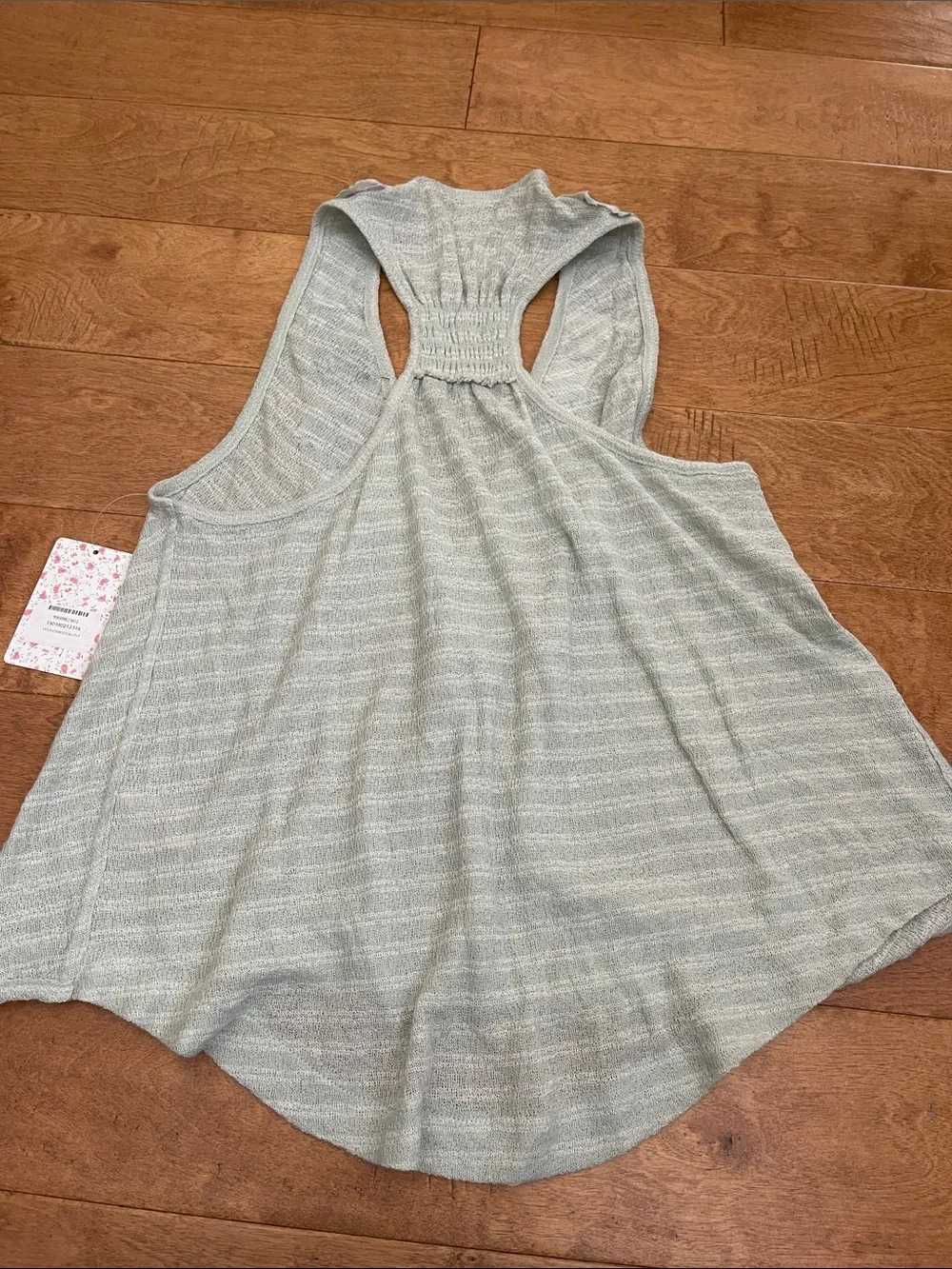 NWT Free People Sage Green Floral Appliqué Tank